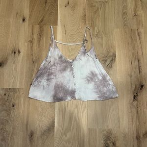 Tie Dye Pink and White Spaghetti Strap Crop Top Size Medium